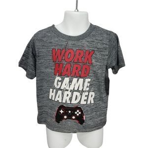 Swiggles Work Hard Game Harder Gray short sleeve boys 3T shirt‎